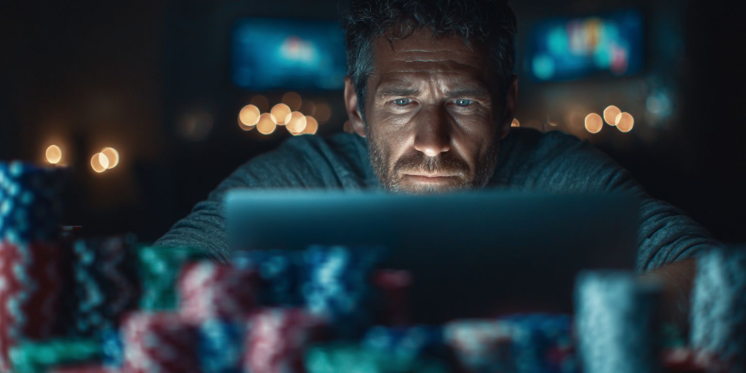Man playing casino games online at Winkhela